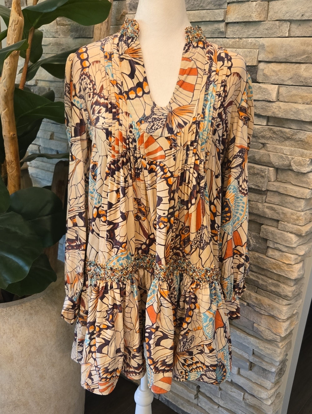Taj By Sabrina Crippa Butterfly Mini Dress